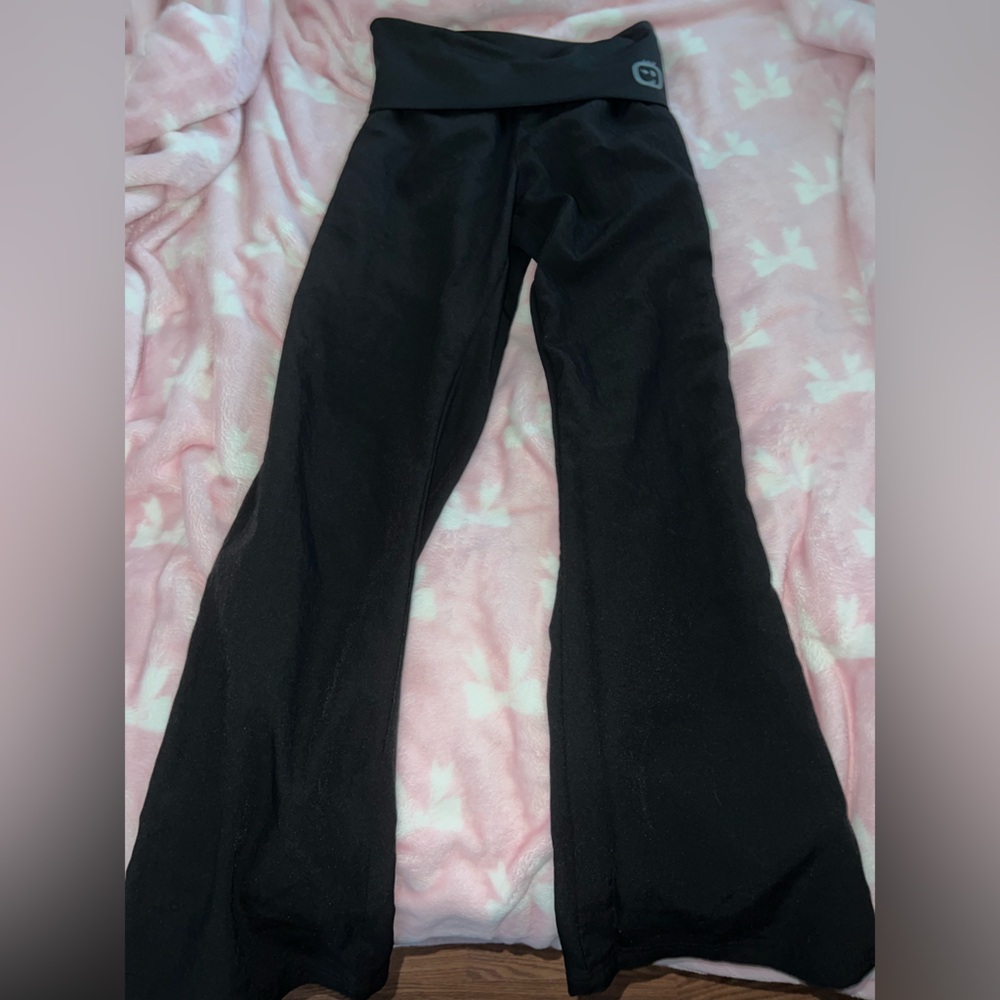 Black Yoga Pants with Foldover Waist